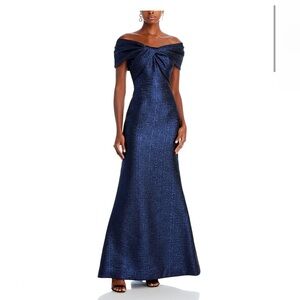 Elegant Blue Off-Shoulder Evening Gown - NWT